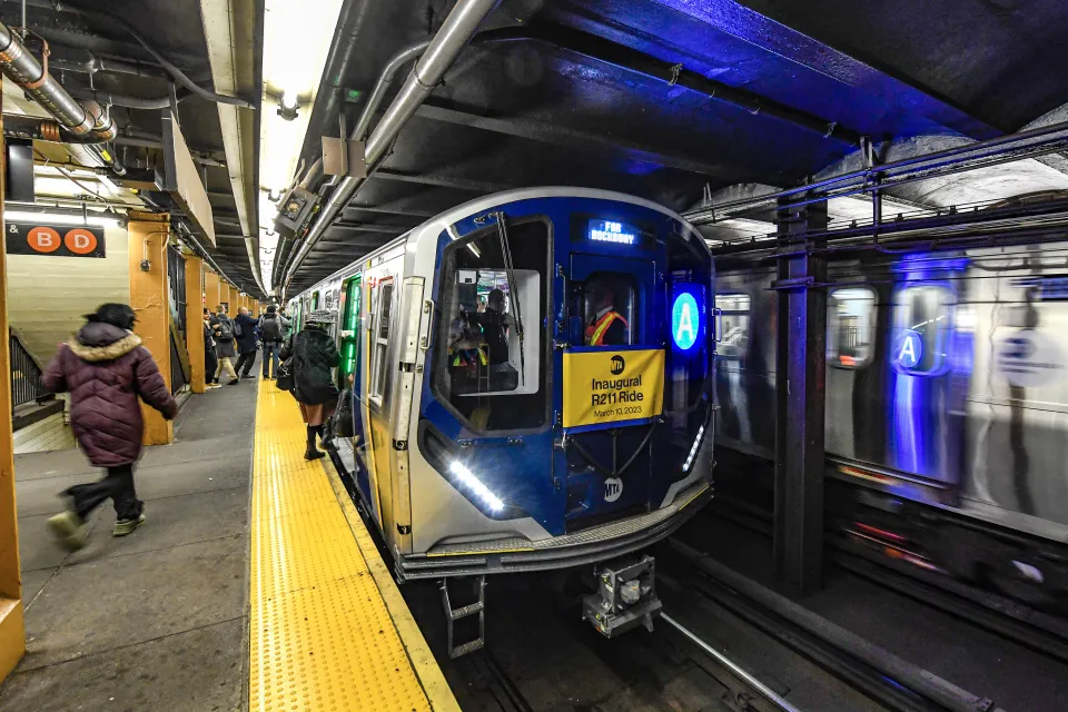 The inaugural ride of the new R211 subway cars in the New York Subway.